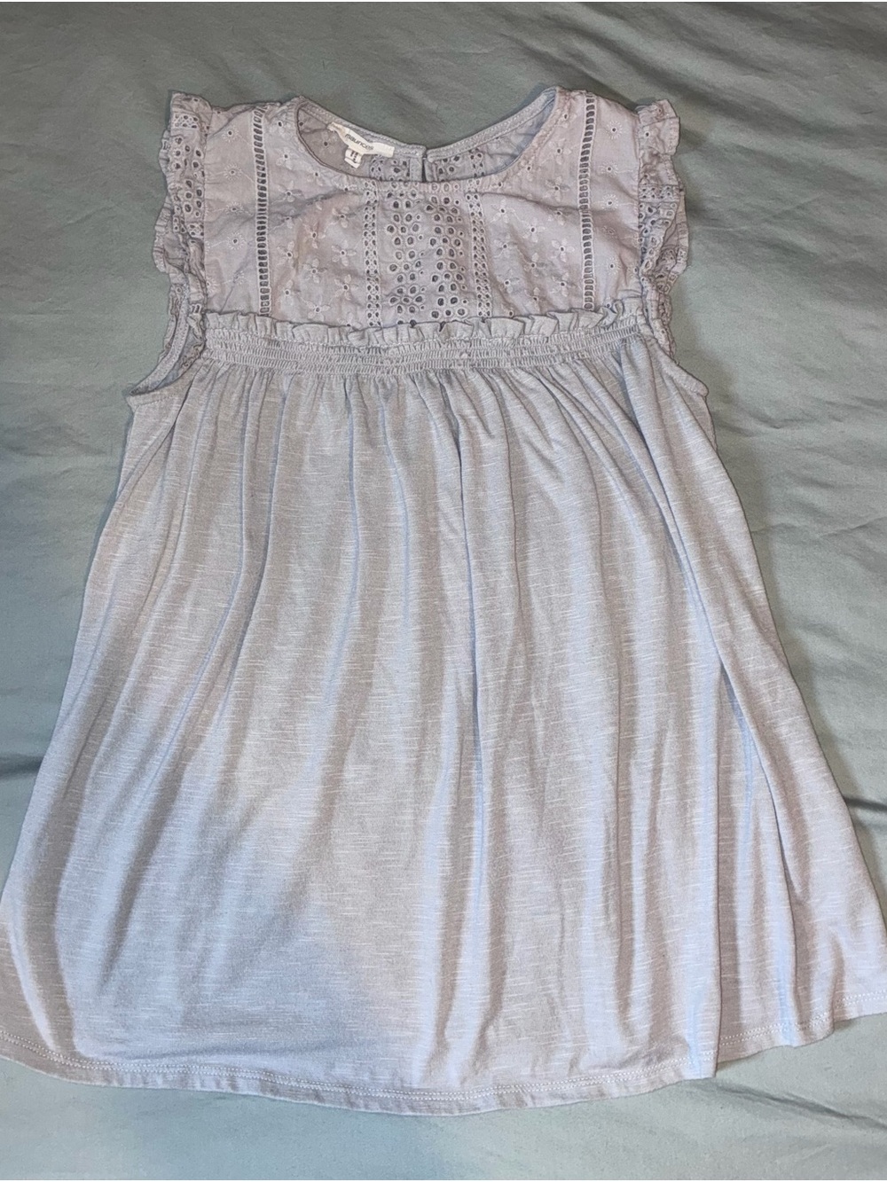 Maurices Embroidered Eyelet Smocked Babydoll Top Size XS